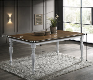 English Elm Salines Farmhouse Rectangular Dining Table with Turned Legs Seats Six in Oak Veneer T2574P165170