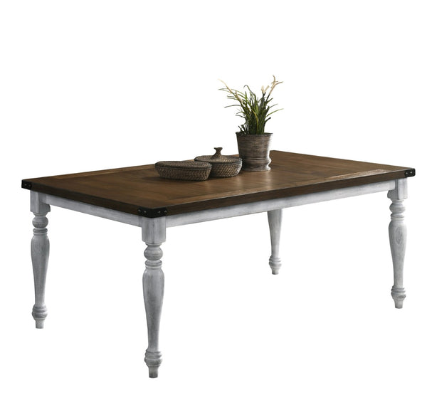 English Elm Salines Farmhouse Rectangular Dining Table with Turned Legs Seats Six in Oak Veneer T2574P165170