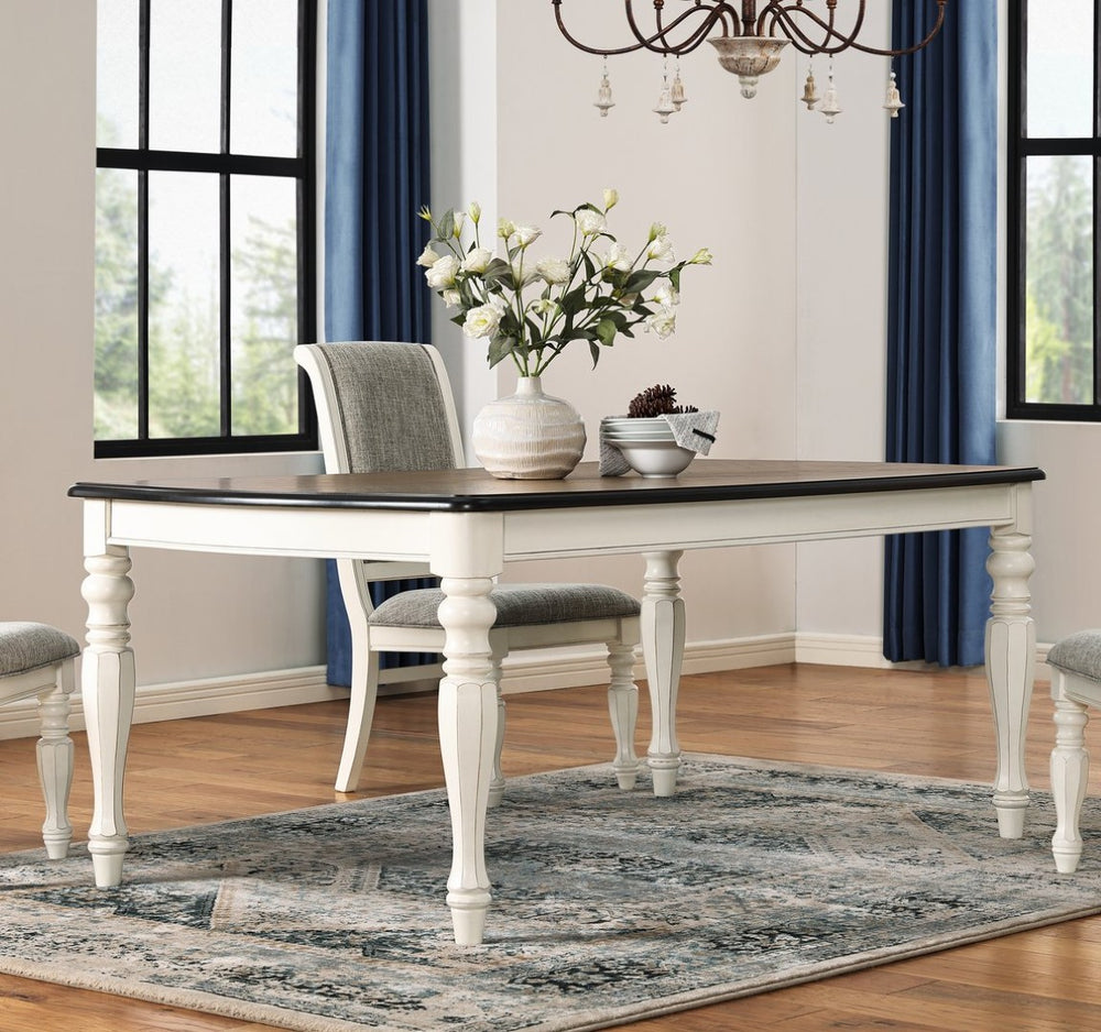 English Elm Belleza French Provincial Dining Table Seats Six with Distressed Two-tone Wood Finish T2574P165171
