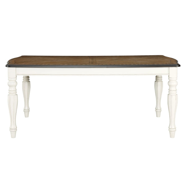 English Elm Belleza French Provincial Dining Table Seats Six with Distressed Two-tone Wood Finish T2574P165171