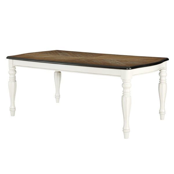 English Elm Belleza French Provincial Dining Table Seats Six with Distressed Two-tone Wood Finish T2574P165171