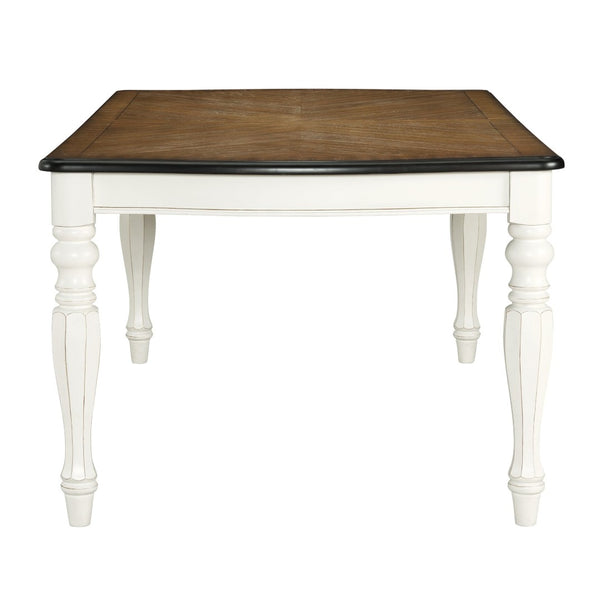 English Elm Belleza French Provincial Dining Table Seats Six with Distressed Two-tone Wood Finish T2574P165171