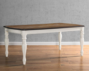English Elm Belleza French Provincial Dining Table Seats Six with Distressed Two-tone Wood Finish T2574P165171