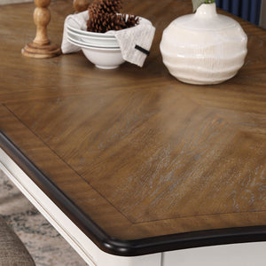 English Elm Belleza French Provincial Dining Table Seats Six with Distressed Two-tone Wood Finish T2574P165171