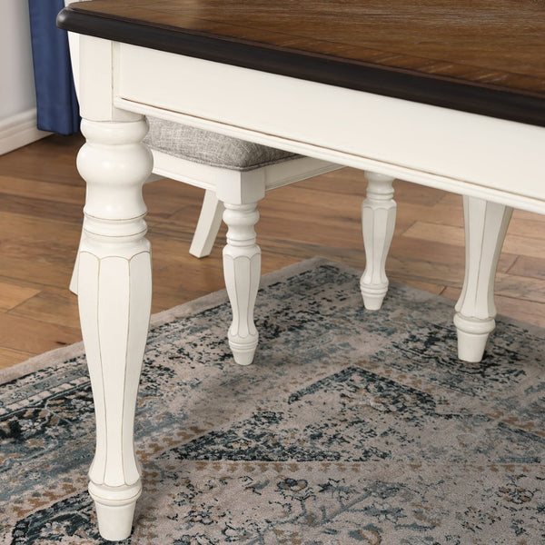 English Elm Belleza French Provincial Dining Table Seats Six with Distressed Two-tone Wood Finish T2574P165171