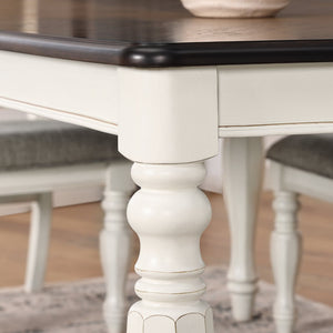 English Elm Belleza French Provincial Dining Table Seats Six with Distressed Two-tone Wood Finish T2574P165171