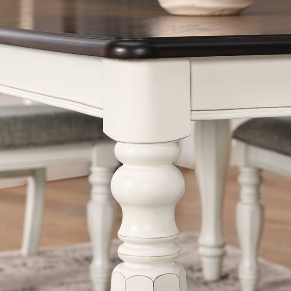 English Elm Belleza French Provincial Dining Table Seats Six with Distressed Two-tone Wood Finish T2574P165171