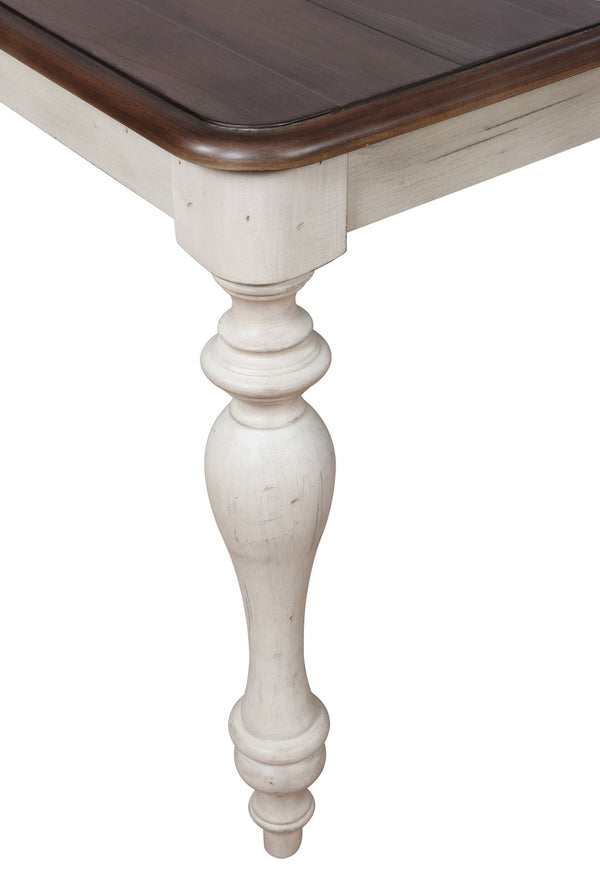 English Elm Arch Farmhouse Extendable Hardwood Dining Table Two-tone Distressed Oak and White Base T2574P165172