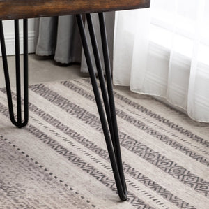 English Elm Aryven Hairpin Leg Dining Table with Dark Pine Top and Black Steel Base T2574P165175
