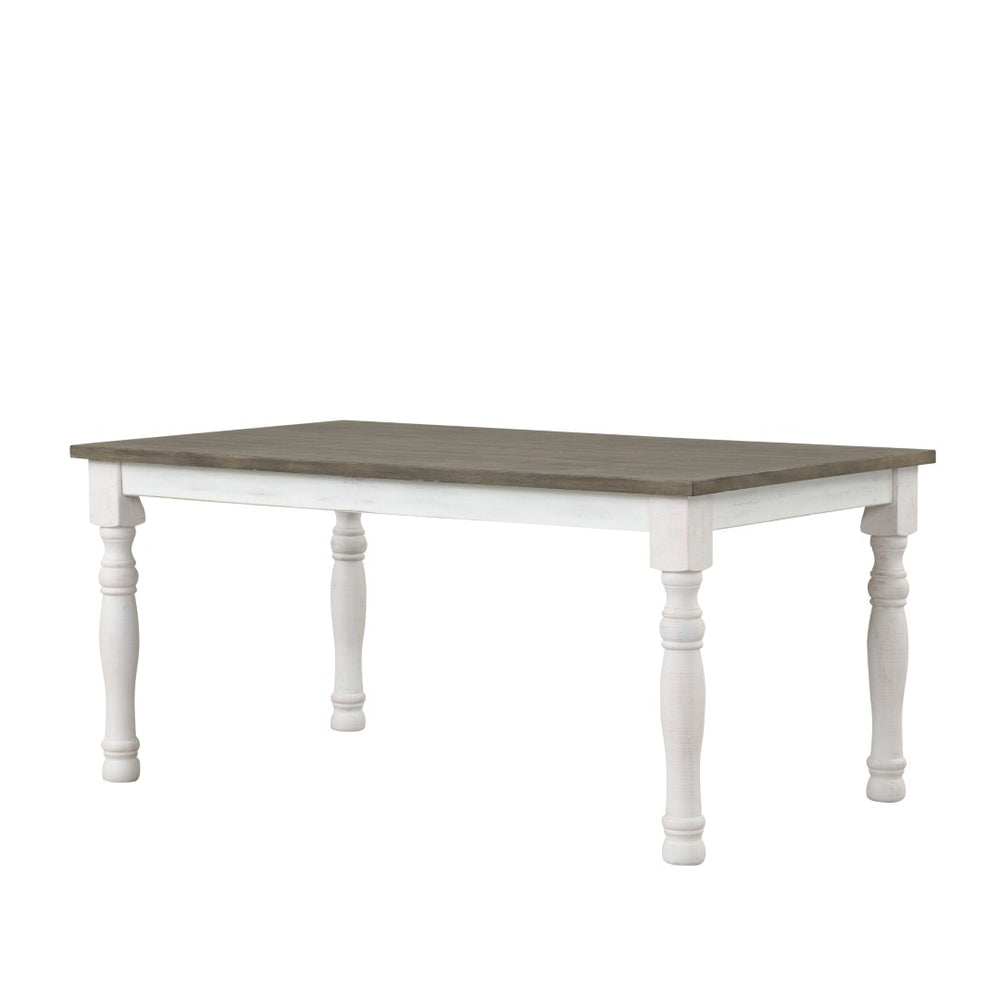 English Elm Ebret Farmhouse Rectangular Pine Veneer Dining Table with Turned Legs and White Base T2574P165176