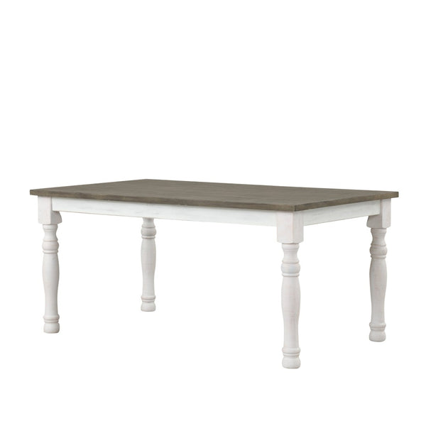 English Elm Ebret Farmhouse Rectangular Pine Veneer Dining Table with Turned Legs and White Base T2574P165176
