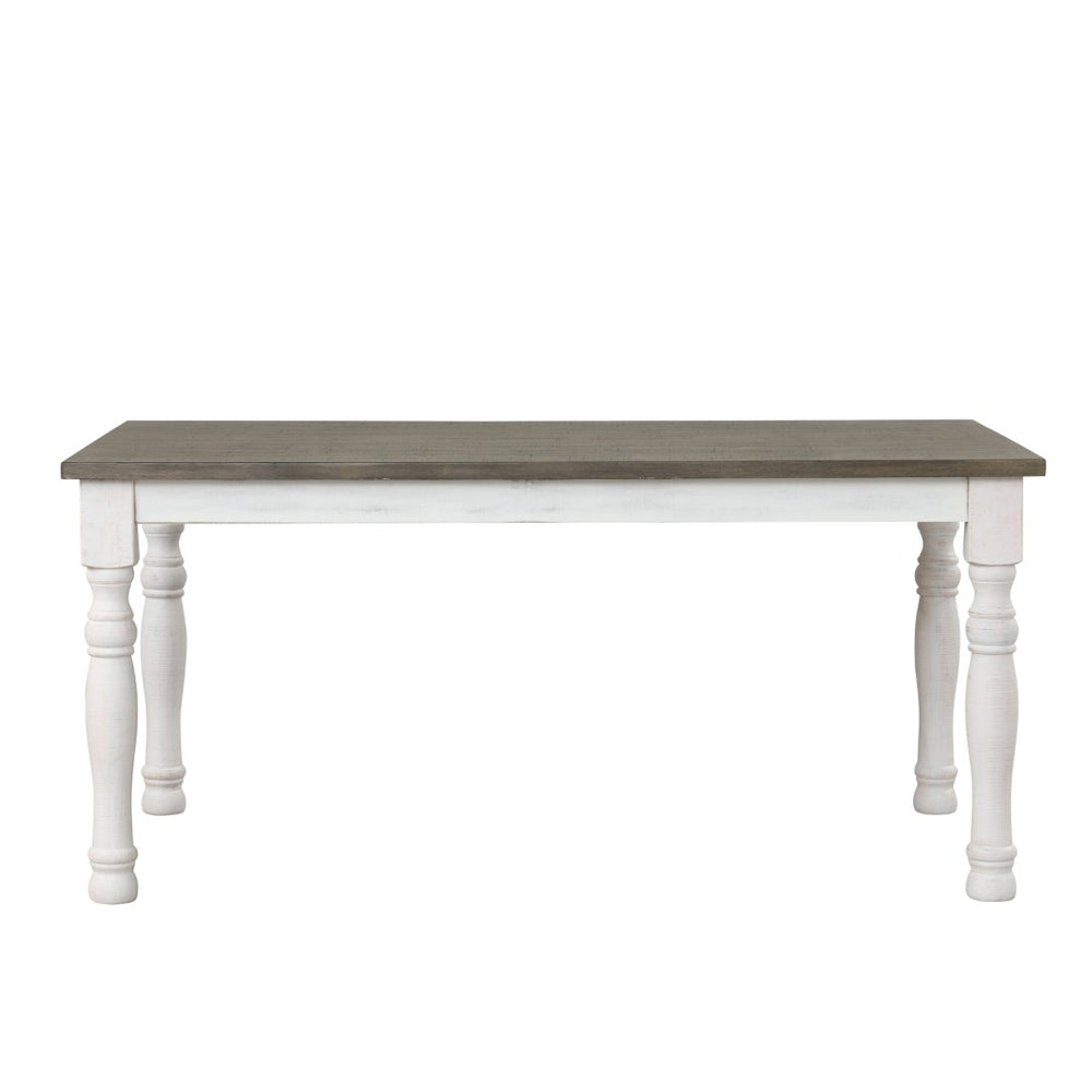 English Elm Ebret Farmhouse Rectangular Pine Veneer Dining Table with Turned Legs and White Base T2574P165176