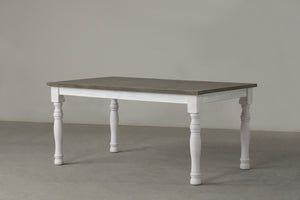 English Elm Ebret Farmhouse Rectangular Pine Veneer Dining Table with Turned Legs and White Base T2574P165176