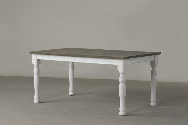 English Elm Ebret Farmhouse Rectangular Pine Veneer Dining Table with Turned Legs and White Base T2574P165176