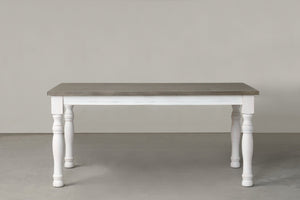 English Elm Ebret Farmhouse Rectangular Pine Veneer Dining Table with Turned Legs and White Base T2574P165176