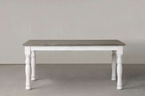 English Elm Ebret Farmhouse Rectangular Pine Veneer Dining Table with Turned Legs and White Base T2574P165176