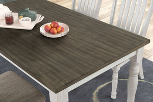 English Elm Ebret Farmhouse Rectangular Pine Veneer Dining Table with Turned Legs and White Base T2574P165176