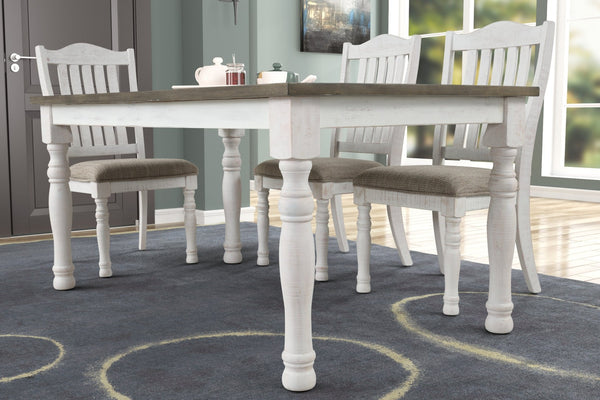 English Elm Ebret Farmhouse Rectangular Pine Veneer Dining Table with Turned Legs and White Base T2574P165176