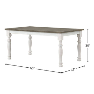 English Elm Ebret Farmhouse Rectangular Pine Veneer Dining Table with Turned Legs and White Base T2574P165176