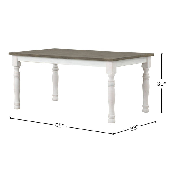 English Elm Ebret Farmhouse Rectangular Pine Veneer Dining Table with Turned Legs and White Base T2574P165176