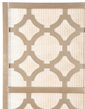 English Elm Quarterfoil Embossed Rice Paper Four Panel Folding Screen with Pine Wood Frame Gold T2574P165177