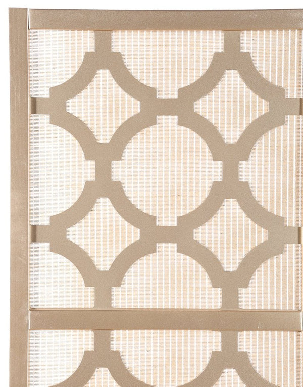 English Elm Quarterfoil Embossed Rice Paper Four Panel Folding Screen with Pine Wood Frame Gold T2574P165177