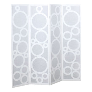 English Elm Arvada Four Panel Mdf Room Divider with Geometric Cutouts for Modern Interiors White T2574P165181