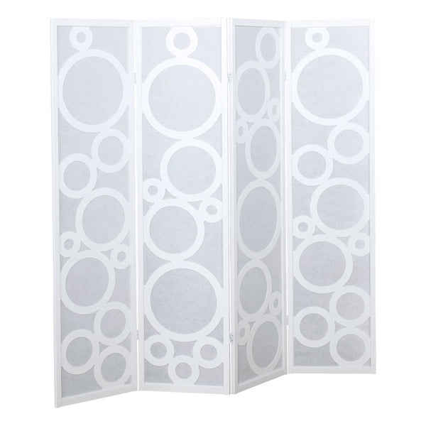 English Elm Arvada Four Panel Mdf Room Divider with Geometric Cutouts for Modern Interiors White T2574P165181
