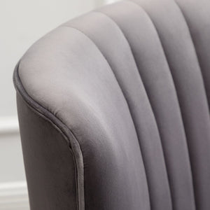 English Elm Elon Velvet Accent Chair with Channel Stitching and Rubberwood Legs for Reading Nooks Gray T2574P172742