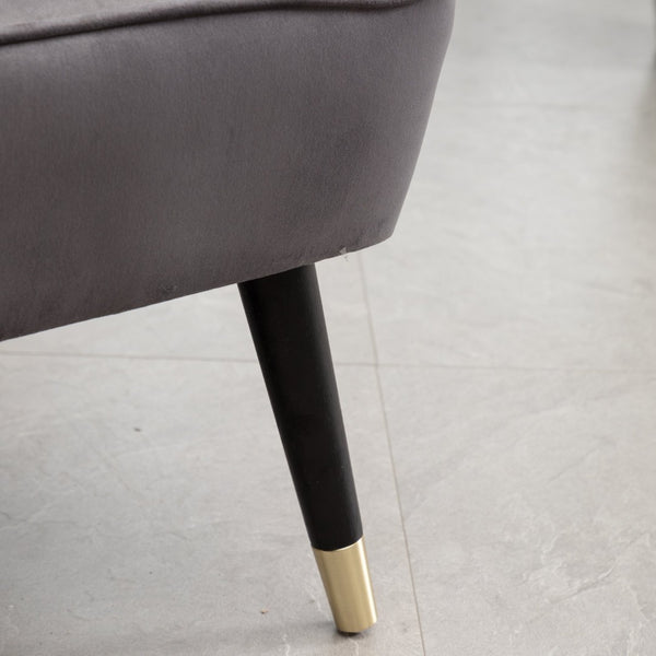 English Elm Elon Velvet Accent Chair with Channel Stitching and Rubberwood Legs for Reading Nooks Gray T2574P172742