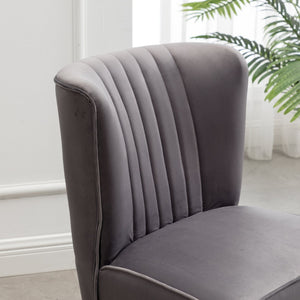 English Elm Elon Velvet Accent Chair with Channel Stitching and Rubberwood Legs for Reading Nooks Gray T2574P172742