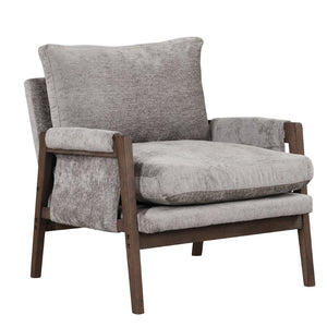 English Elm Kelly Channel Tufted Velvet Accent Chair with Rubberwood Legs for Living Room Gray T2574P180237