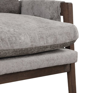 English Elm Kelly Channel Tufted Velvet Accent Chair with Rubberwood Legs for Living Room Gray T2574P180237