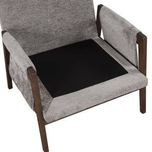 English Elm Kelly Channel Tufted Velvet Accent Chair with Rubberwood Legs for Living Room Gray T2574P180237