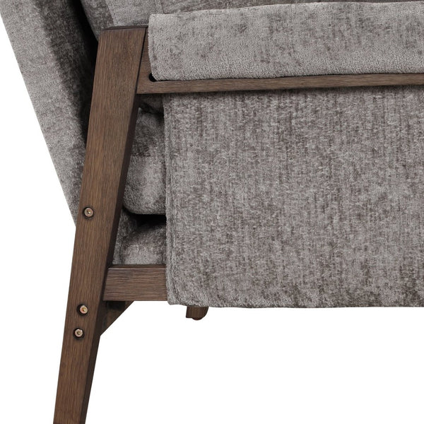 English Elm Kelly Channel Tufted Velvet Accent Chair with Rubberwood Legs for Living Room Gray T2574P180237