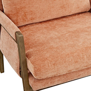 English Elm Kelly Channel Tufted Velvet Accent Chair with Rubberwood Legs for Living Room Orange T2574P180238