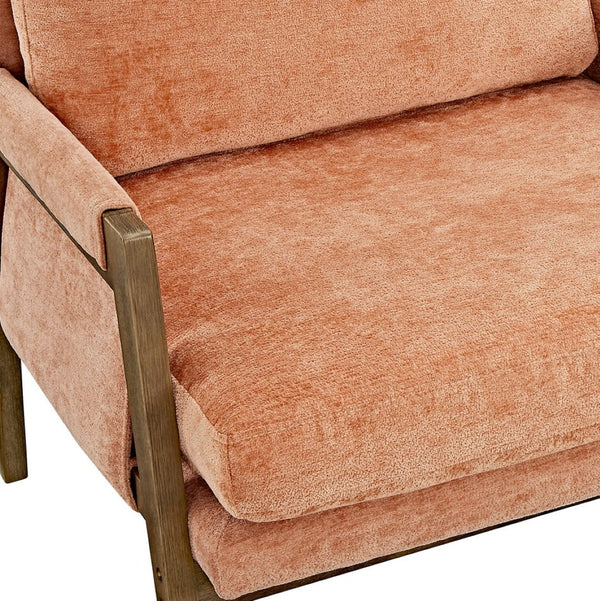 English Elm Kelly Channel Tufted Velvet Accent Chair with Rubberwood Legs for Living Room Orange T2574P180238