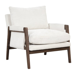 English Elm Kelly Channel Tufted Velvet Accent Chair with Rubberwood Legs for Living Room White T2574P180239