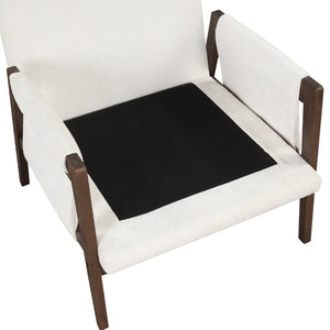 English Elm Kelly Channel Tufted Velvet Accent Chair with Rubberwood Legs for Living Room White T2574P180239