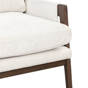 English Elm Kelly Channel Tufted Velvet Accent Chair with Rubberwood Legs for Living Room White T2574P180239