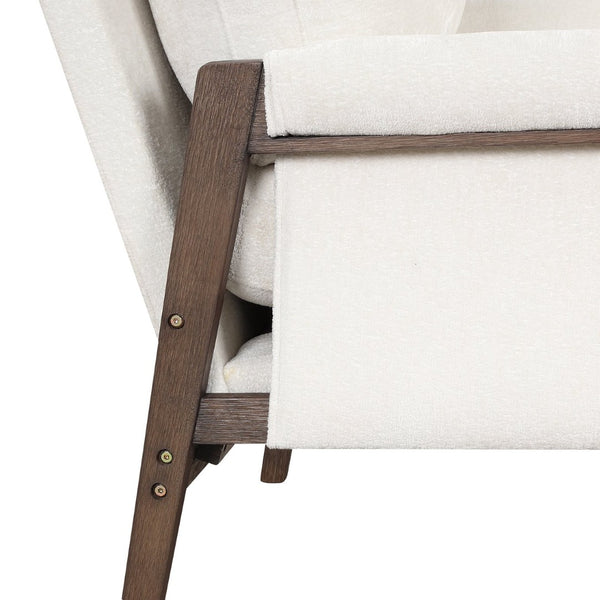 English Elm Kelly Channel Tufted Velvet Accent Chair with Rubberwood Legs for Living Room White T2574P180239