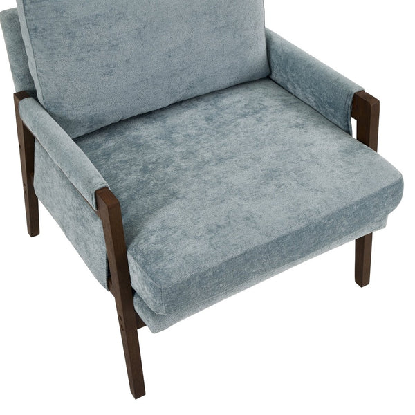 English Elm Kelly Channel Tufted Velvet Accent Chair with Rubberwood Legs for Living Room Blue T2574P180240