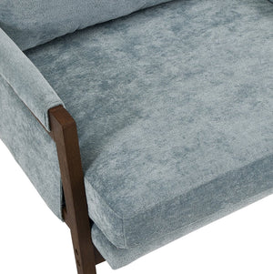 English Elm Kelly Channel Tufted Velvet Accent Chair with Rubberwood Legs for Living Room Blue T2574P180240