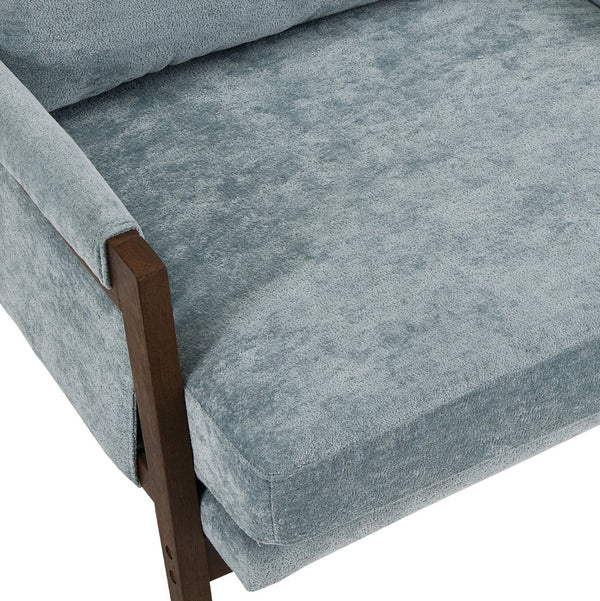 English Elm Kelly Channel Tufted Velvet Accent Chair with Rubberwood Legs for Living Room Blue T2574P180240