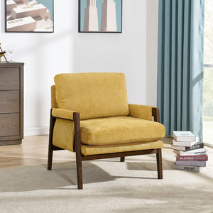 English Elm Kelly Channel Tufted Velvet Accent Chair with Rubberwood Legs for Living Room Yellow T2574P180241