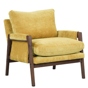 English Elm Kelly Channel Tufted Velvet Accent Chair with Rubberwood Legs for Living Room Yellow T2574P180241