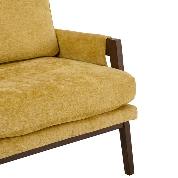 English Elm Kelly Channel Tufted Velvet Accent Chair with Rubberwood Legs for Living Room Yellow T2574P180241