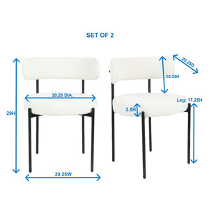 English Elm Burbank Boucle Upholstered Dining Chairs Set of 2 with Matte Black Iron Legs Modern T2574P180242