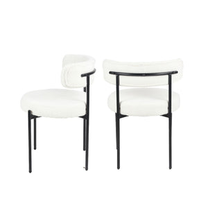 English Elm Burbank Boucle Upholstered Dining Chairs Set of 2 with Matte Black Iron Legs Modern T2574P180242