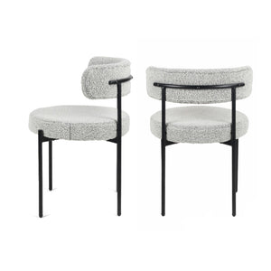 English Elm Burbank Boucle Upholstered Dining Chairs Set of 2 with Matte Iron Legs Modern Style T2574P180243
